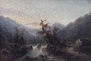 Johann Hermann Carmiencke A mountain stream painting